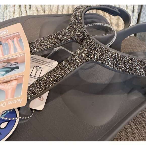 Aetrex Women’s Size 9 Skyler Thong Sandal pewter Grey embellished - Picture 6 of 10